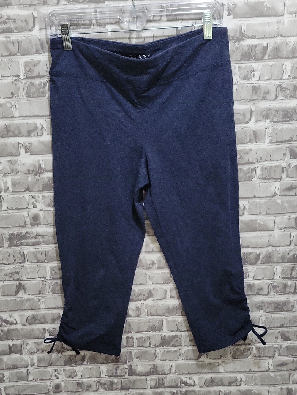 Marc New York Navy Capri Joggers with Rouched Side Ties, Womens M, YOGA